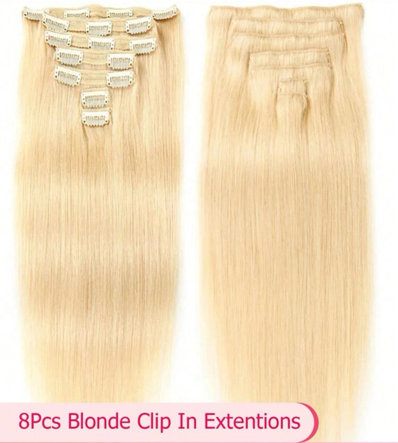 100% Human Hair Clip ins - 8pc Clip in Extension