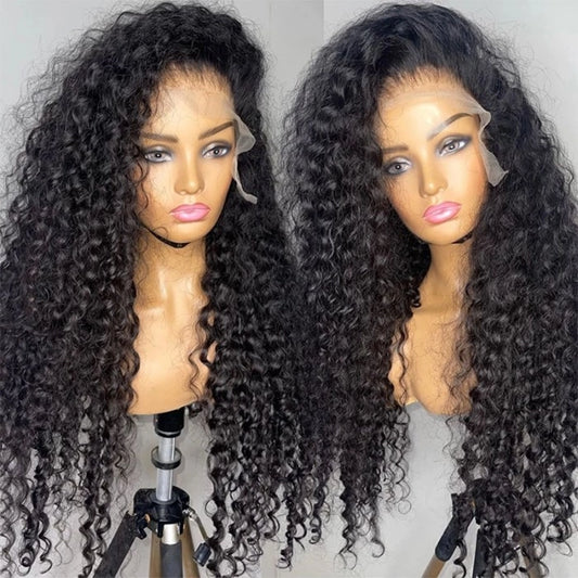 180% DENSITY - 100% Brazilian Human Hair - 180% Deep Wave Transparent lace pre-plucked