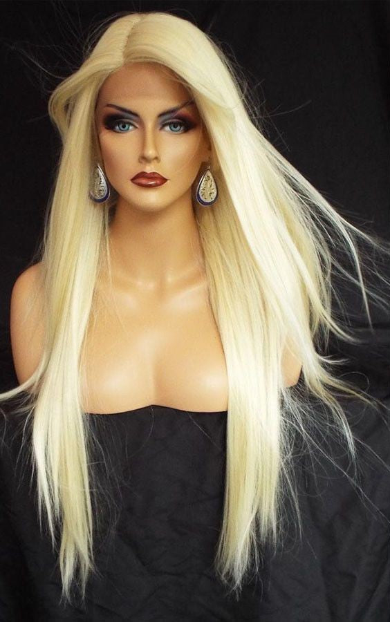 180% DENSITY - 100% Brazilian Human Hair - 180% STRAIGHT 613 Blonde Transparent lace pre-plucked