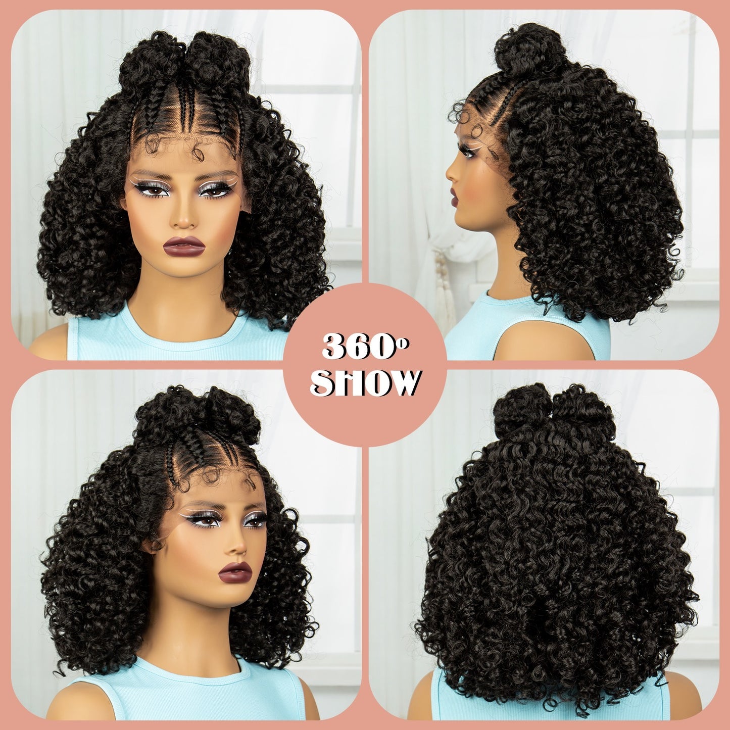 HALF UP PONYTAIL WATER WAVE  AFRO CURLY WIG - SYNTHETIC PREMIUM FIBRE