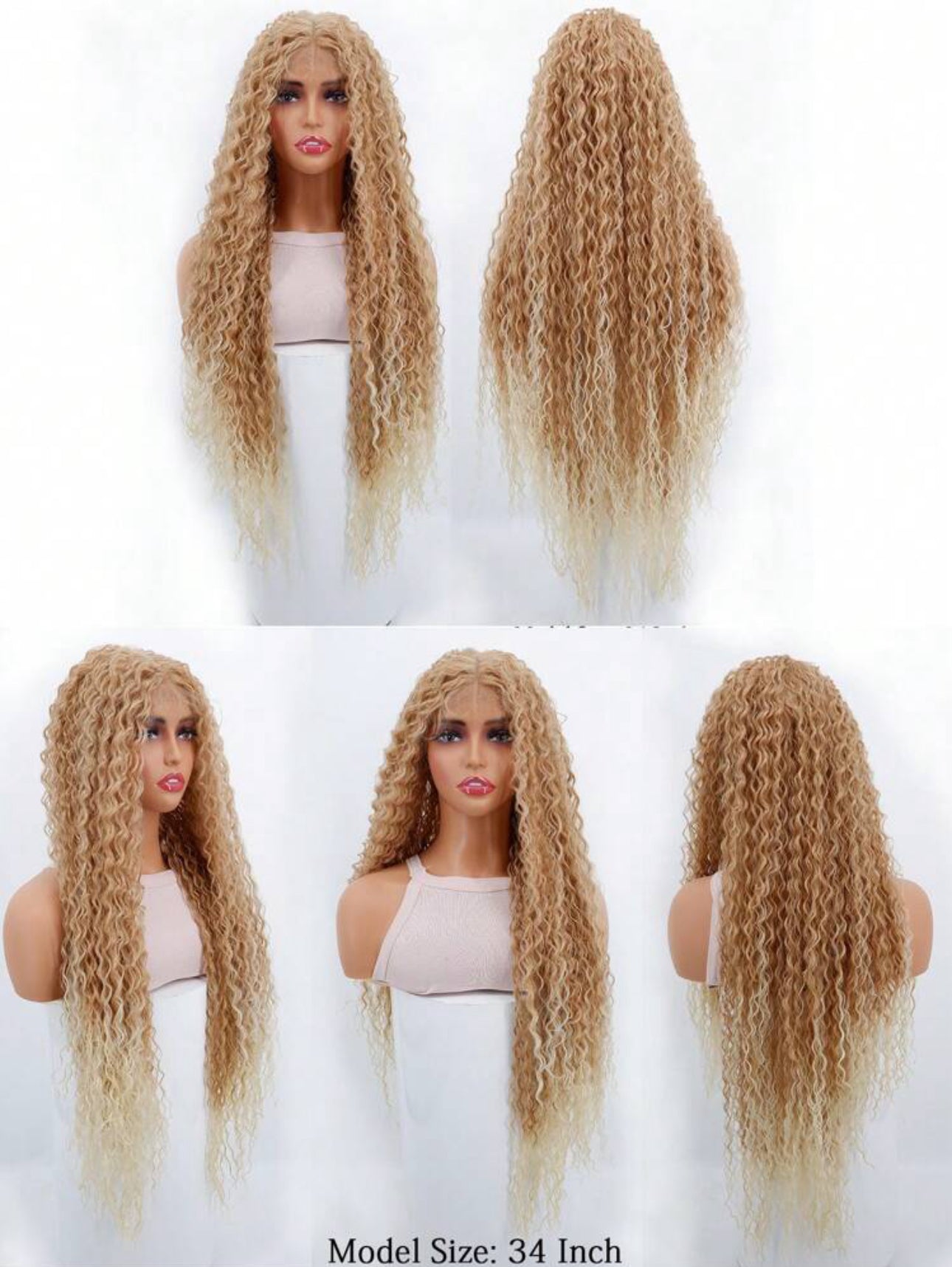 13*4 Lace Front Premium Synthetic Water Wave Wig -  34"