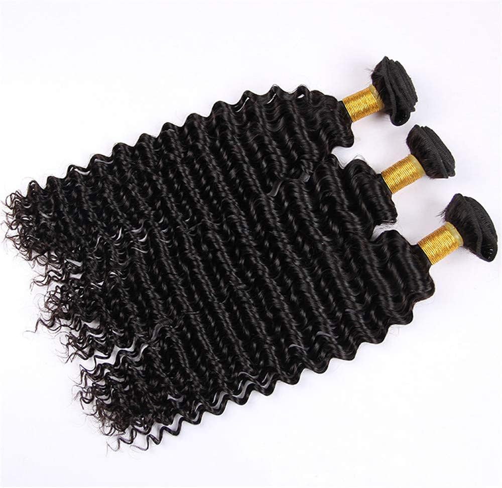 NATURAL BLACK COLOR 100% BRAZILIAN HUMAN HAIR BUNDLE - DEEP WAVE