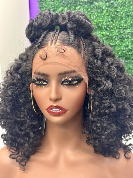 HALF UP PONYTAIL WATER WAVE  AFRO CURLY WIG - SYNTHETIC PREMIUM FIBRE