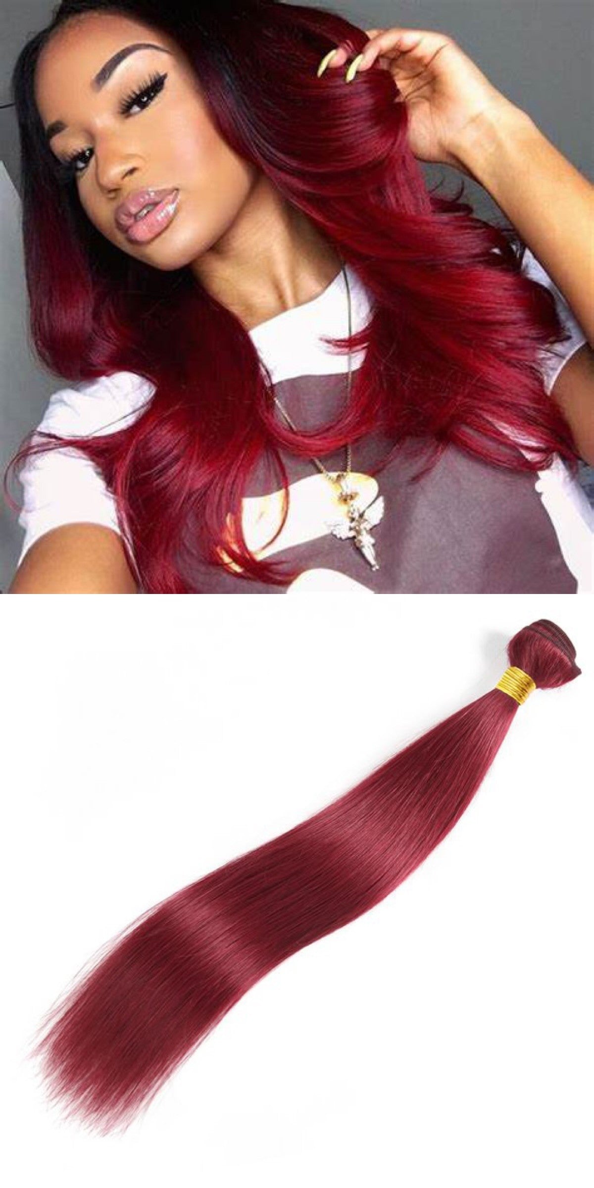 99J COLOR 100% BRAZILIAN HUMAN HAIR BUNDLE STRAIGHT