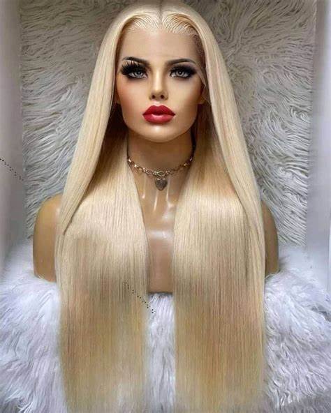 180% DENSITY - 100% Brazilian Human Hair - 180% STRAIGHT 613 Blonde Transparent lace pre-plucked