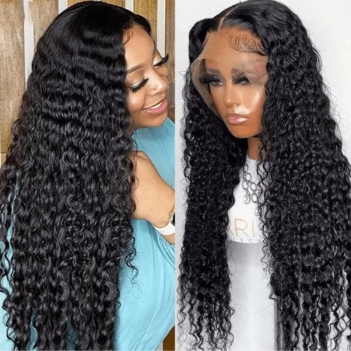 180% DENSITY - 100% Brazilian Human Hair - 180% Deep Wave Transparent lace pre-plucked