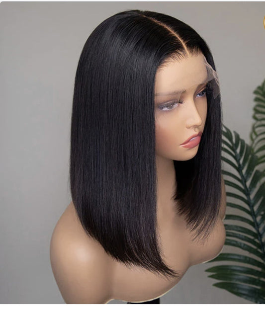 STRAIGHT BOB STYLE 100% Brazilian/Indian/Peruvian Human Hair - 180% Density 13*4 Closure