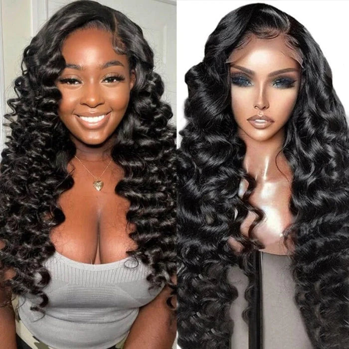 250% DENSITY - Brazilian Human Hair - 250% Loose Deep Wave 13*4 Transparent lace pre-plucked