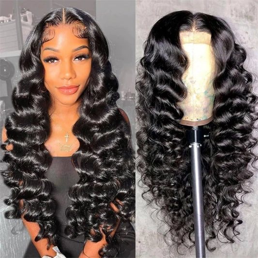 250% DENSITY - Brazilian Human Hair - 250% Loose Deep Wave 13*4 Transparent lace pre-plucked