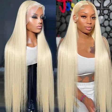 180% DENSITY - 100% Brazilian Human Hair - 180% STRAIGHT 613 Blonde Transparent lace pre-plucked