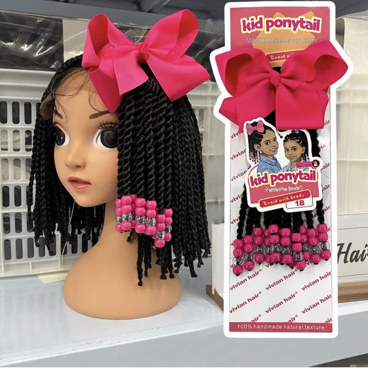 KIDS PONYTAIL BLACK NATURAL COLOR BRAID PONYTAIL