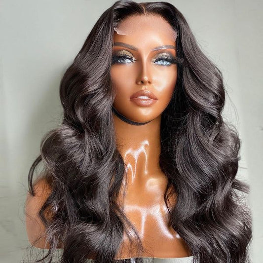 250% DENSITY - 100% Brazilian Human Hair - 250% BODY WAVE Transparent lace pre-plucked